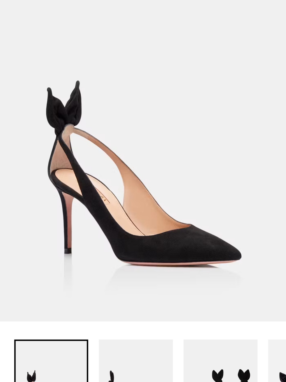 Aquazzura Black Suede Bow Tie Pump, size 40, 85mm heel; worn 2x